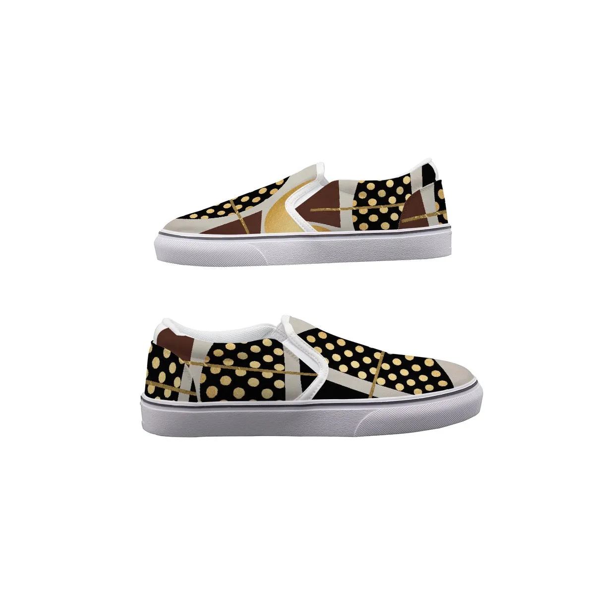 Men's Slip On Sneakers gold   dots ,  print 71