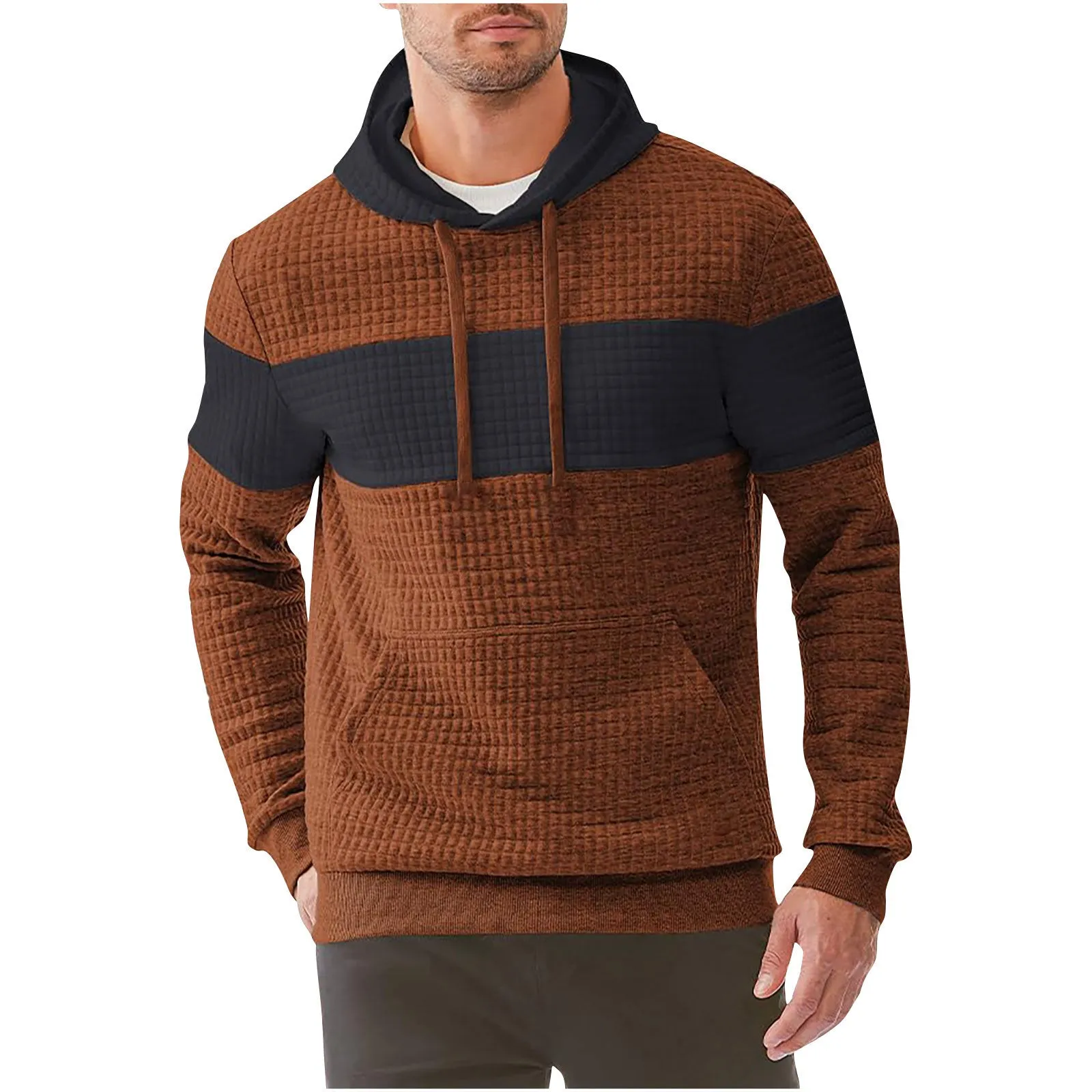 MEN'S SMALL SQUARE LOOSE CASUAL LONG SLEEVE HOODIE