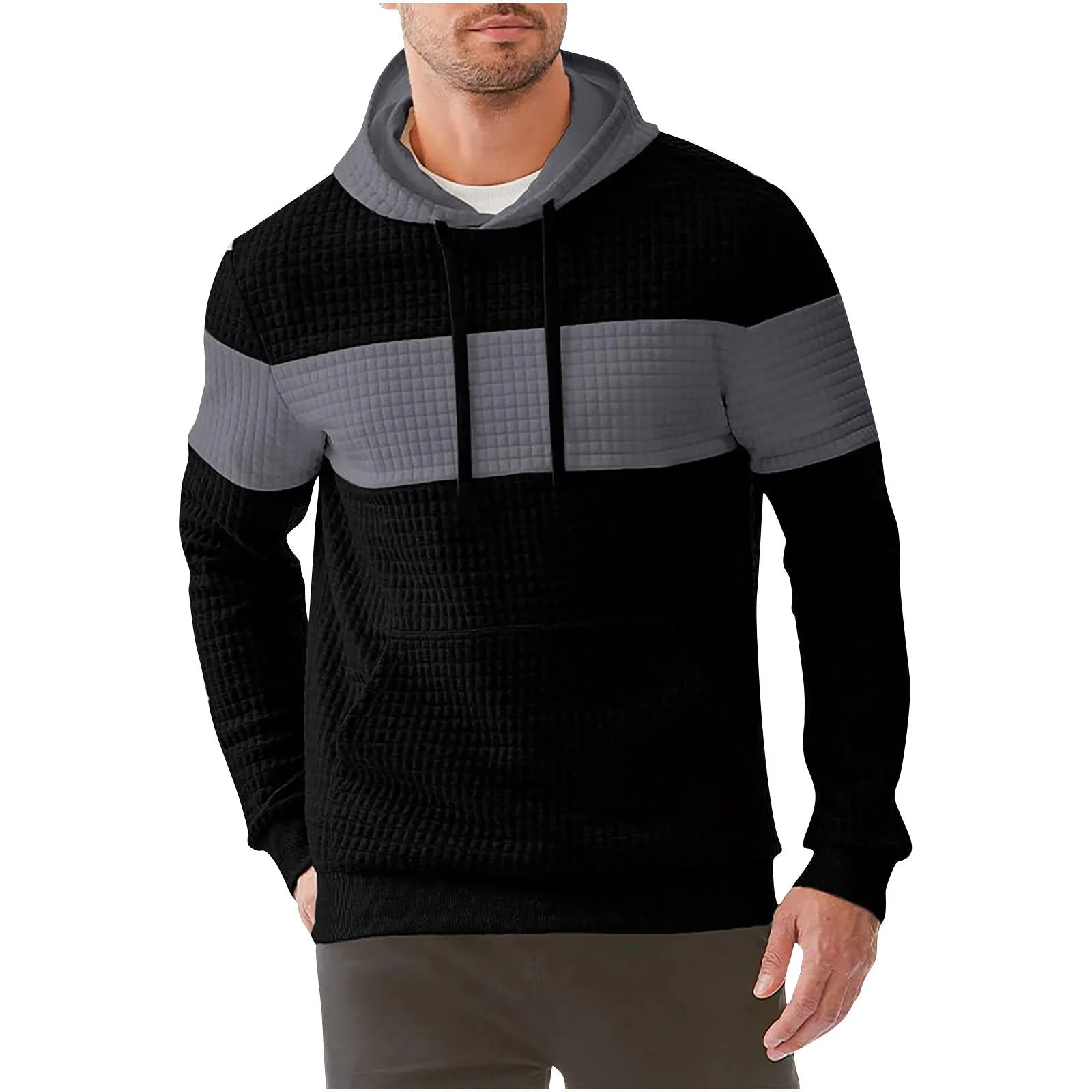 MEN'S SMALL SQUARE LOOSE CASUAL LONG SLEEVE HOODIE