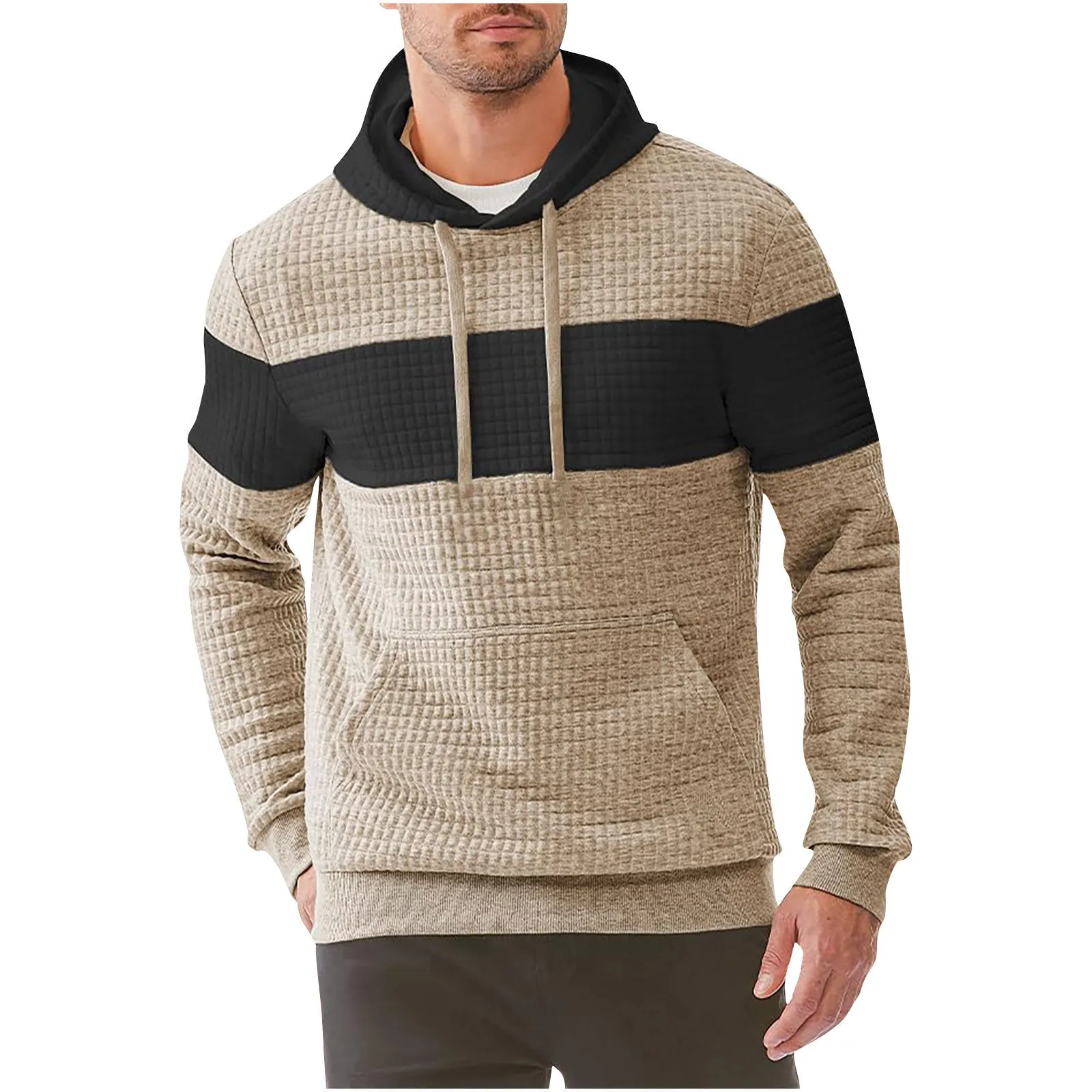 MEN'S SMALL SQUARE LOOSE CASUAL LONG SLEEVE HOODIE