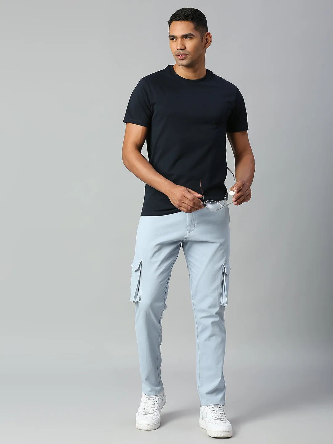 Men's Tapered Fit Cotton Cargo (Light Blue)