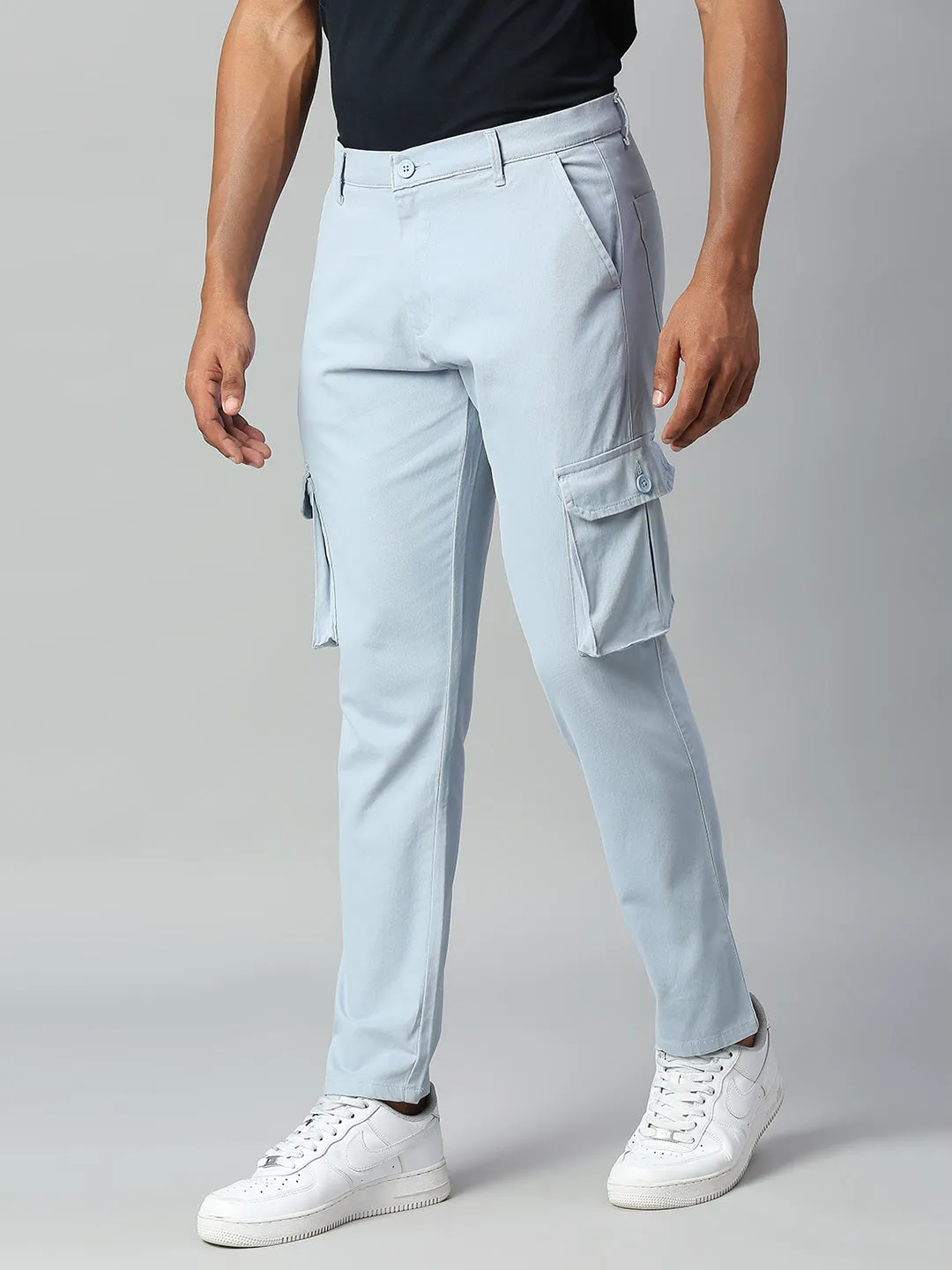 Men's Tapered Fit Cotton Cargo (Light Blue)