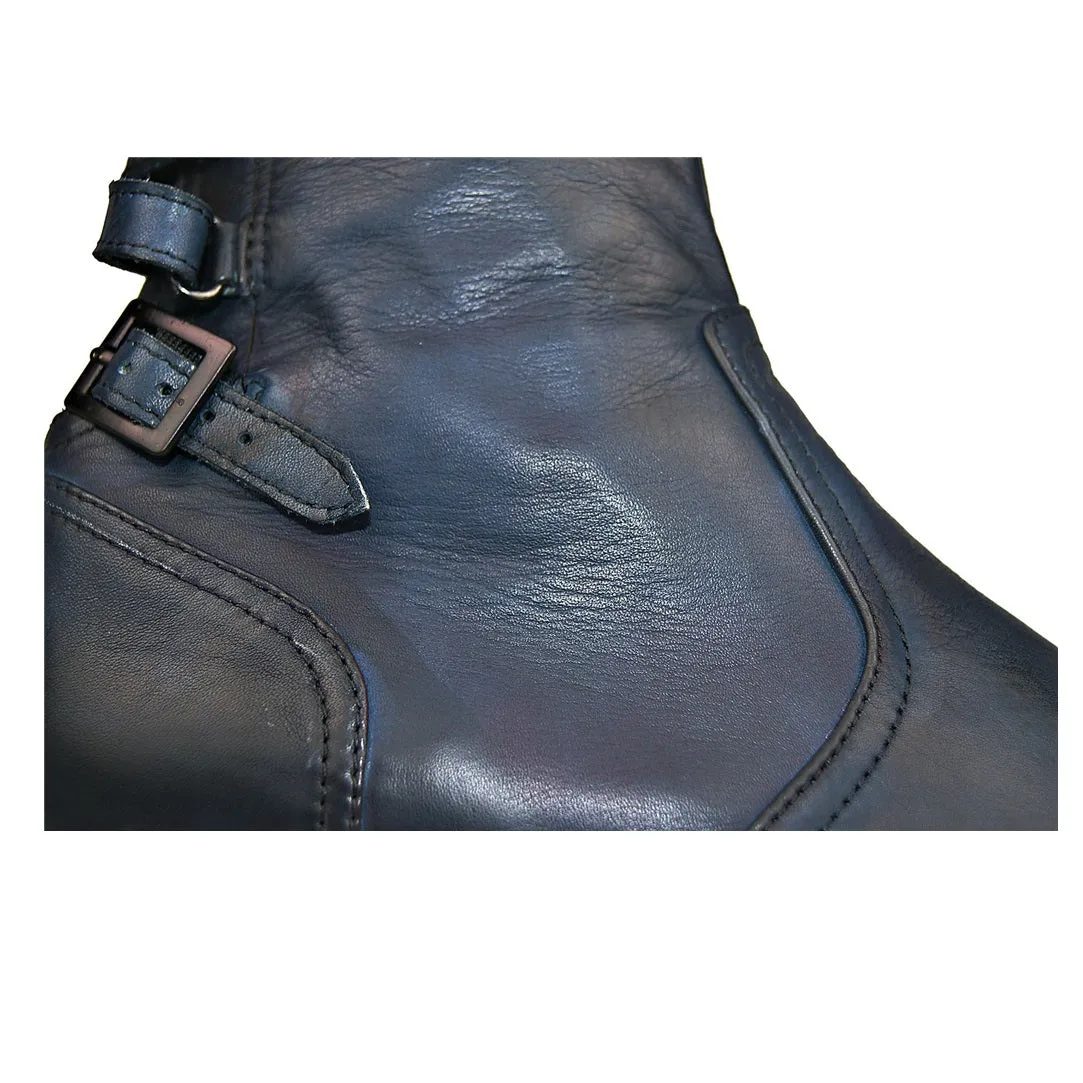 Mens Zip Pointed Belt Boots