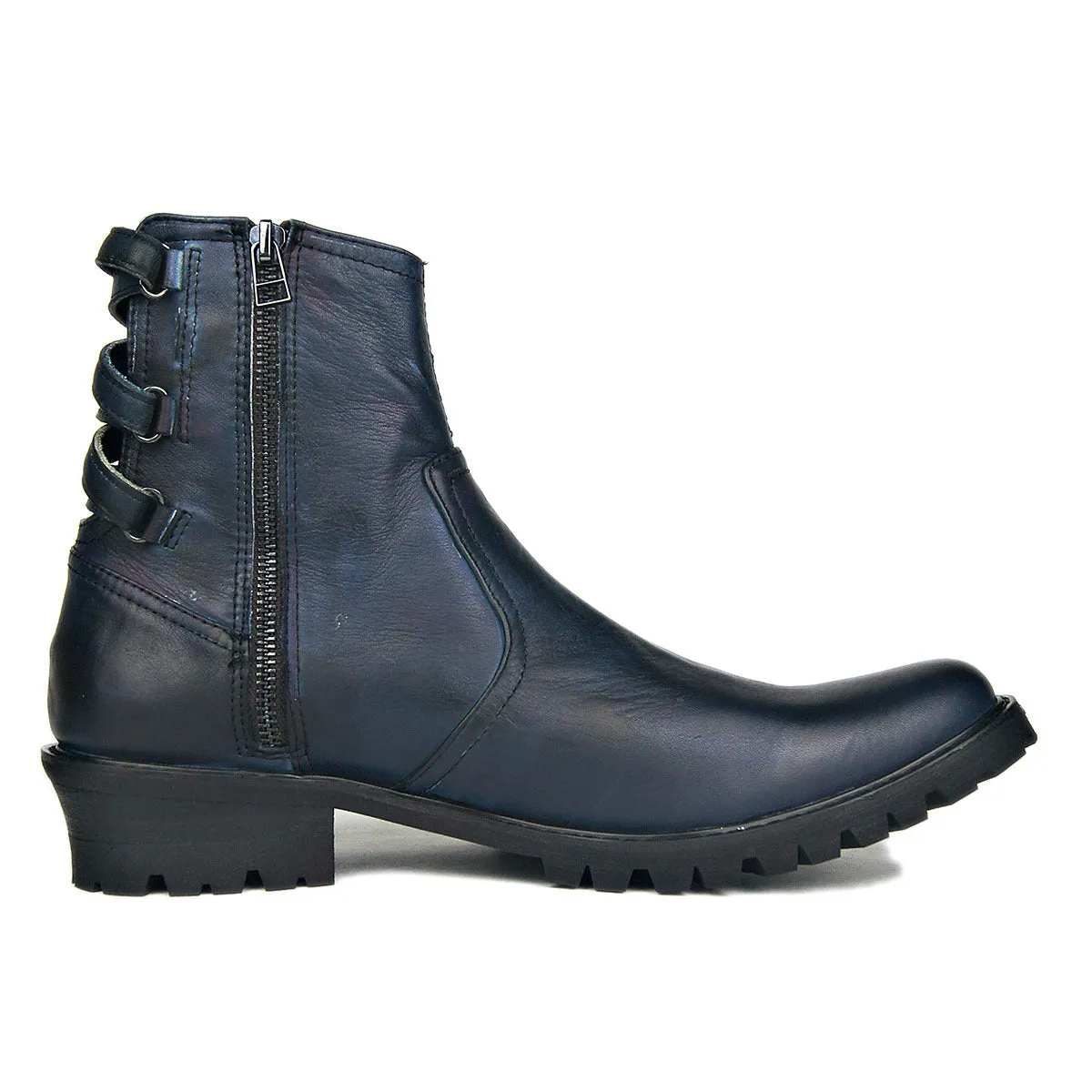 Mens Zip Pointed Belt Boots