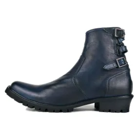 Mens Zip Pointed Belt Boots