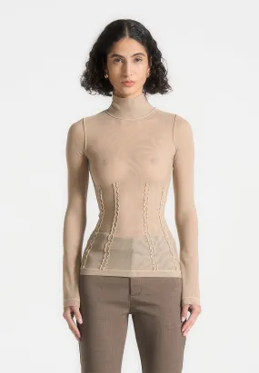 Mesh Double Layer Top - Taupe