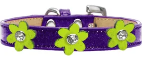 Metallic Flower Ice Cream Collar Purple With Metallic Lime Green Flowers Size 14