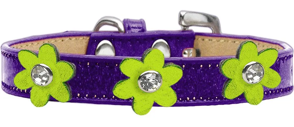 Metallic Flower Ice Cream Collar Purple With Metallic Lime Green Flowers Size 14