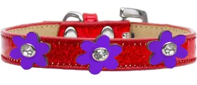 Metallic Flower Ice Cream Collar Red With Metallic Purple Flowers Size 14