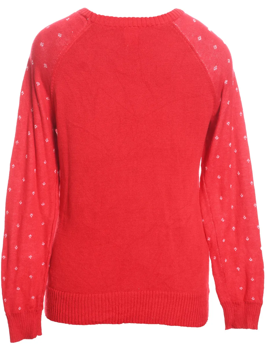 Mickey Mouse Red Knit Disney Christmas Jumper - L