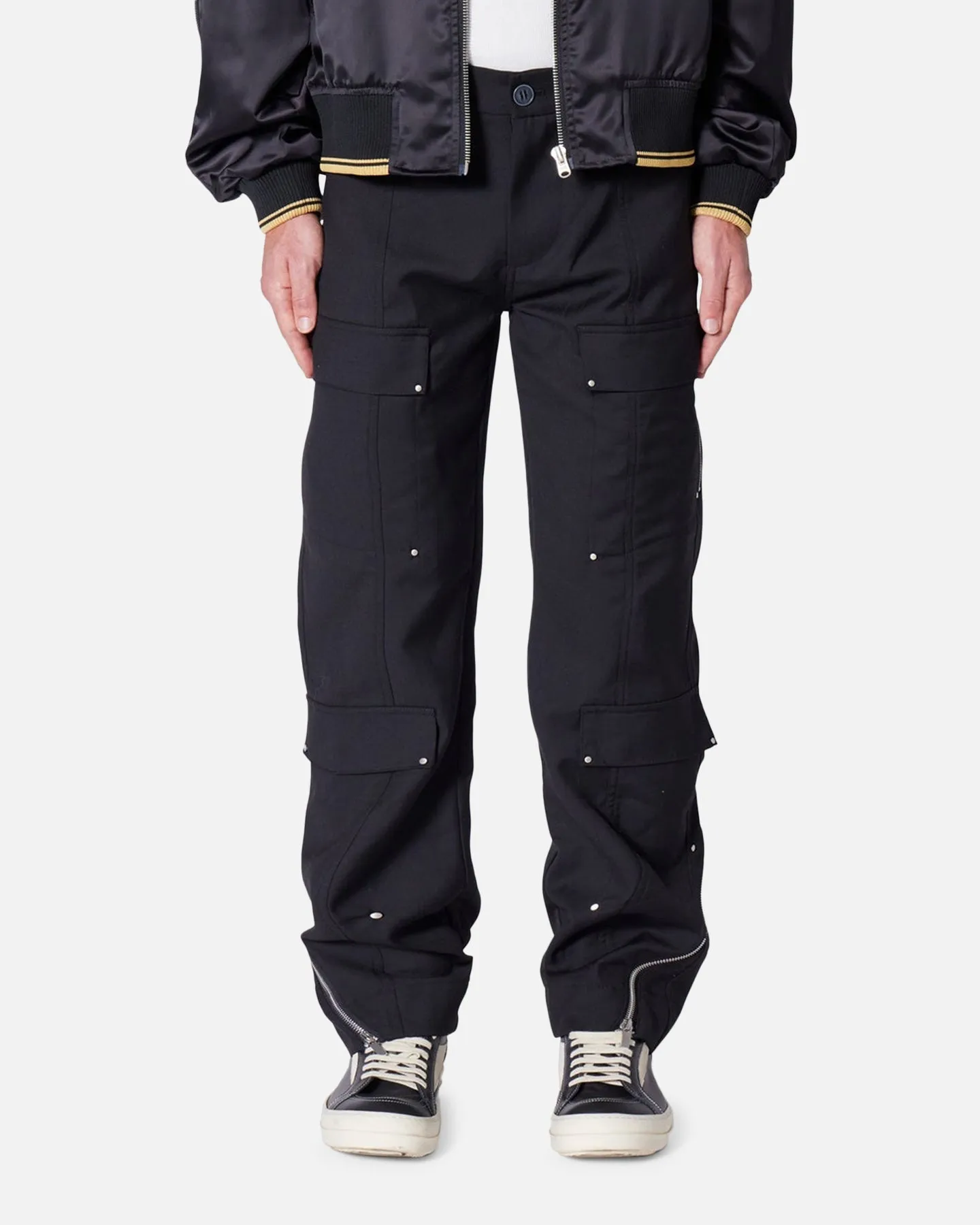 MNML Angled Zip Cargo Pants Black