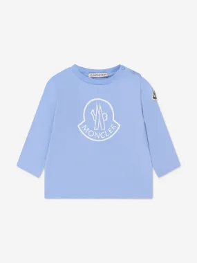 Moncler Enfant Baby Long Sleeve Logo T-Shirt in Blue