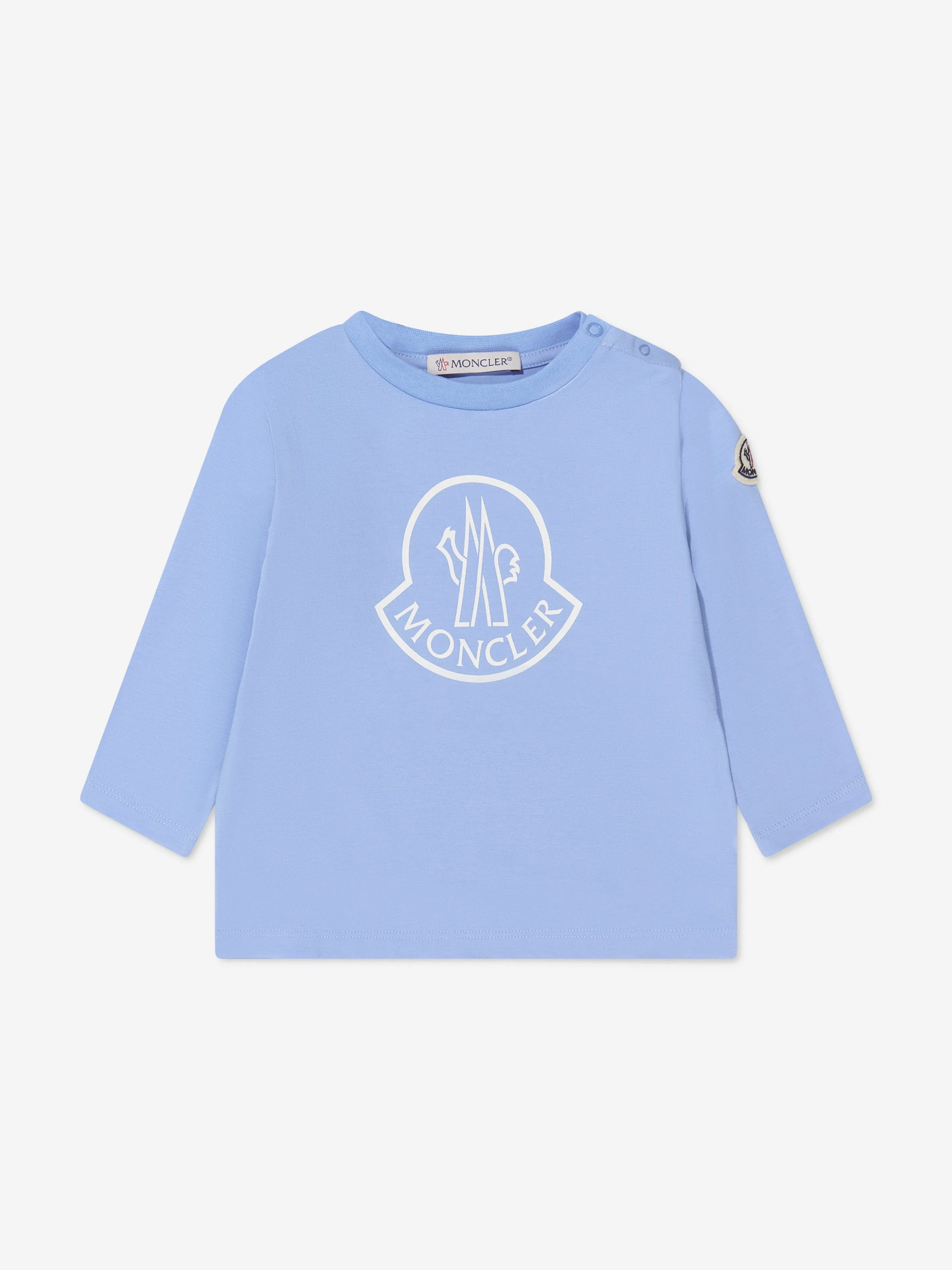 Moncler Enfant Baby Long Sleeve Logo T-Shirt in Blue