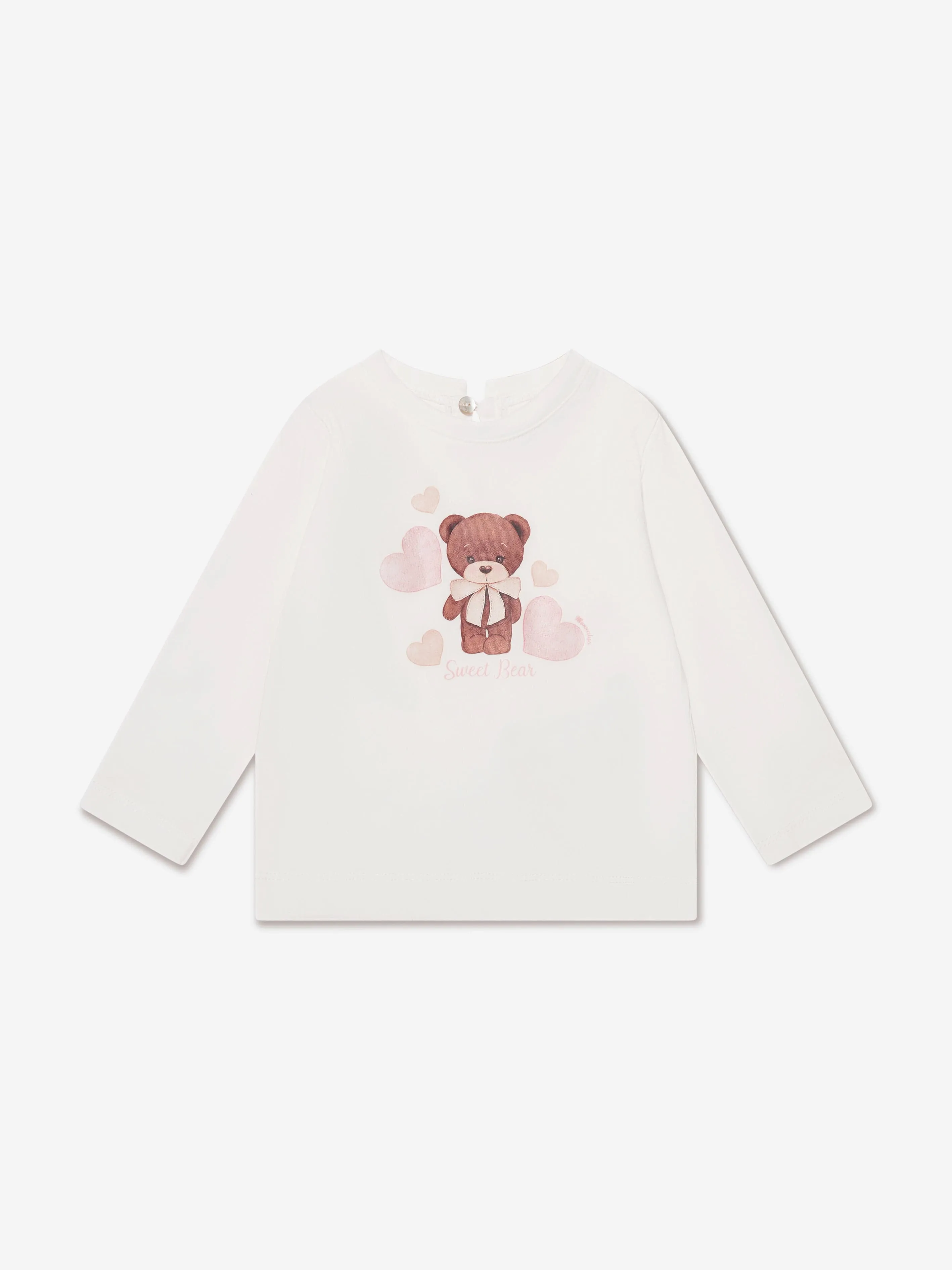 Monnalisa Baby Girls Long Sleeve Teddy T-Shirt in Ivory