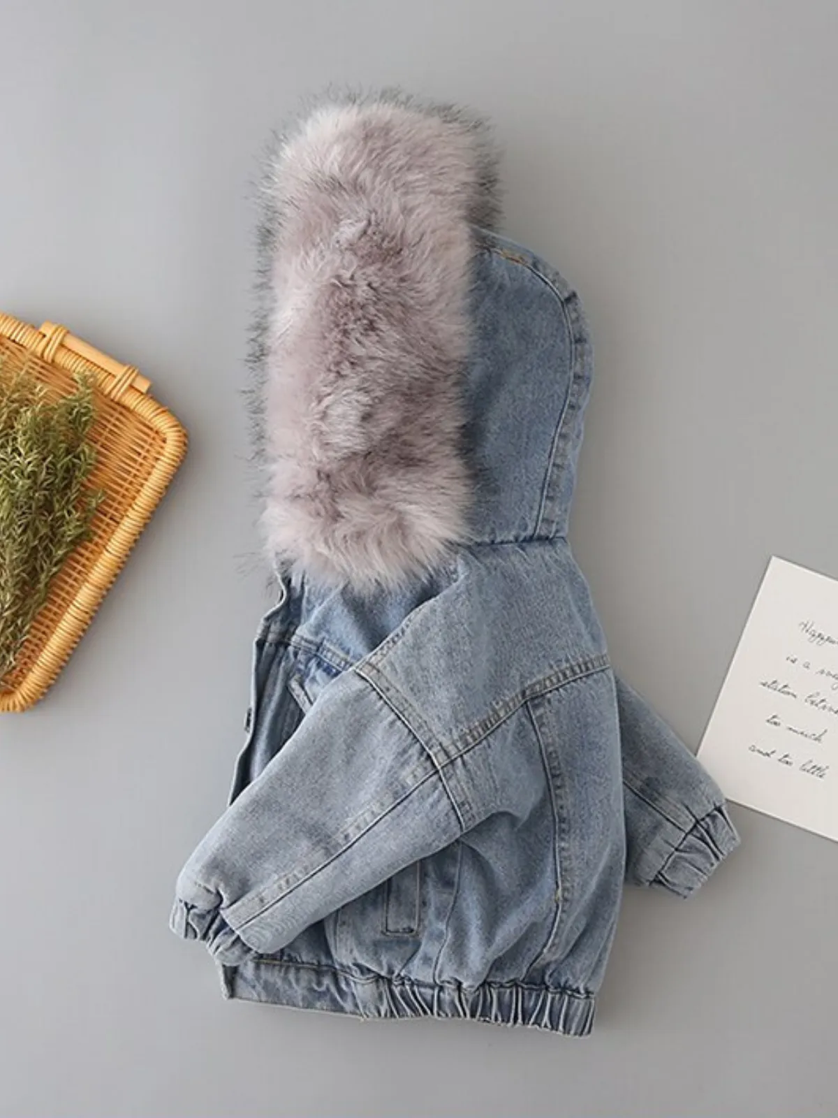 Most Popular Fur Hoodie Denim Jacket