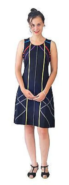 Multicolored Stripe Pattern Designed Dress.