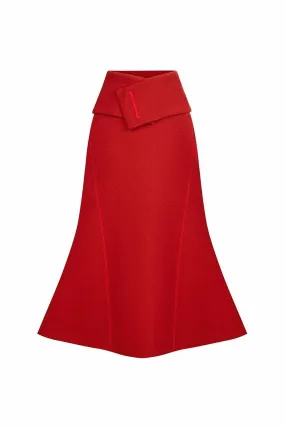 Narci Trumpet High Waist Cotton Blend Midi Skirt