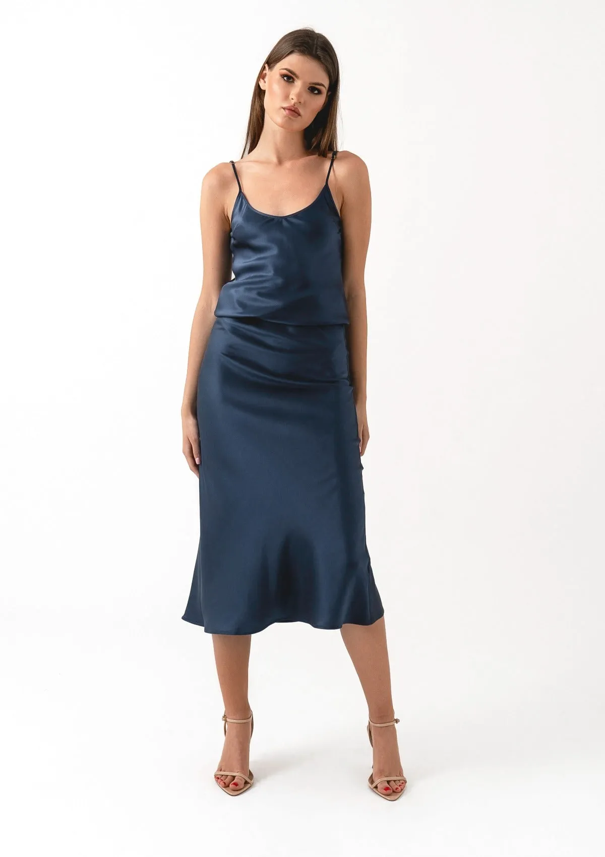 NAVY BLUE SILK SKIRT