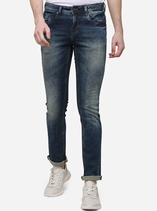 Night Blue Narrow Fit Solid Jeans | Greenfibre