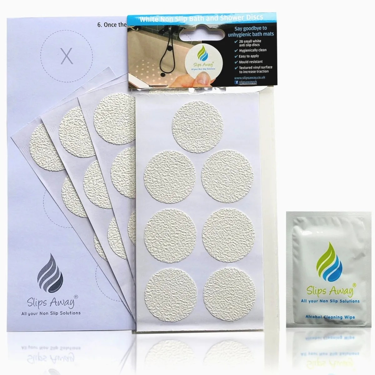 Non Slip Bath & Shower Stickers - 28x White Discs