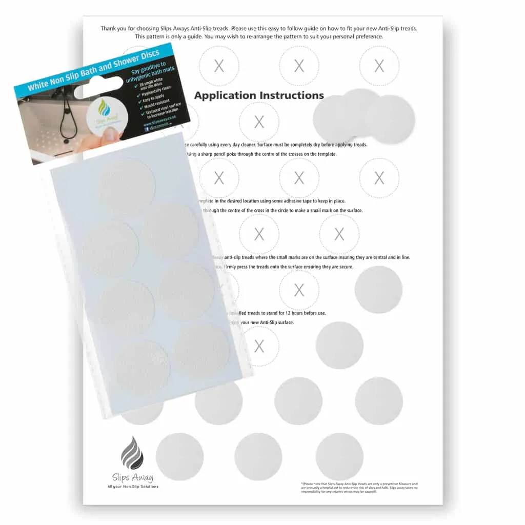 Non Slip Bath & Shower Stickers - 28x White Discs