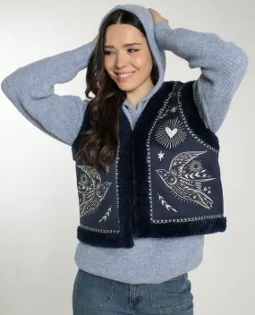 Nooki Freebird Navy Faux Fur Gilet