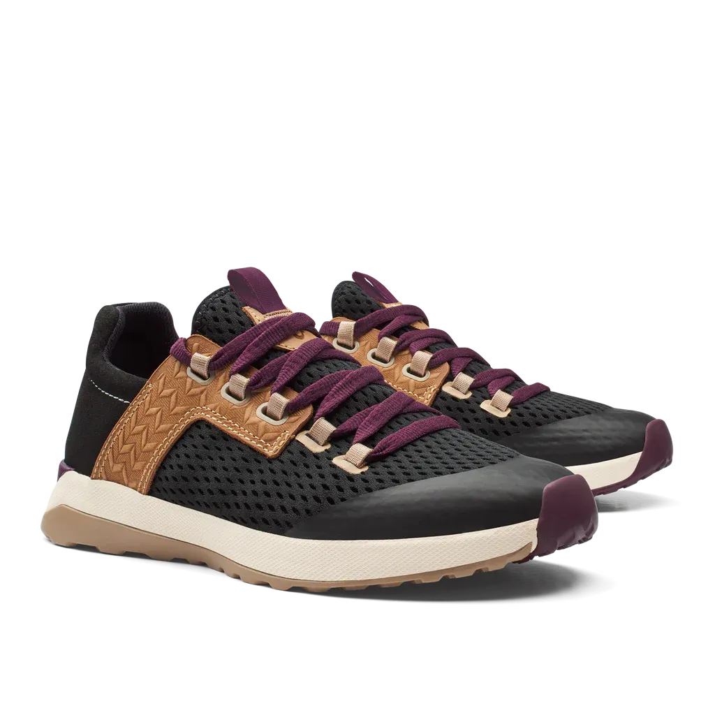 Olukai Women's Wailuku Walking Sneaker - Black/Black 20478-4040