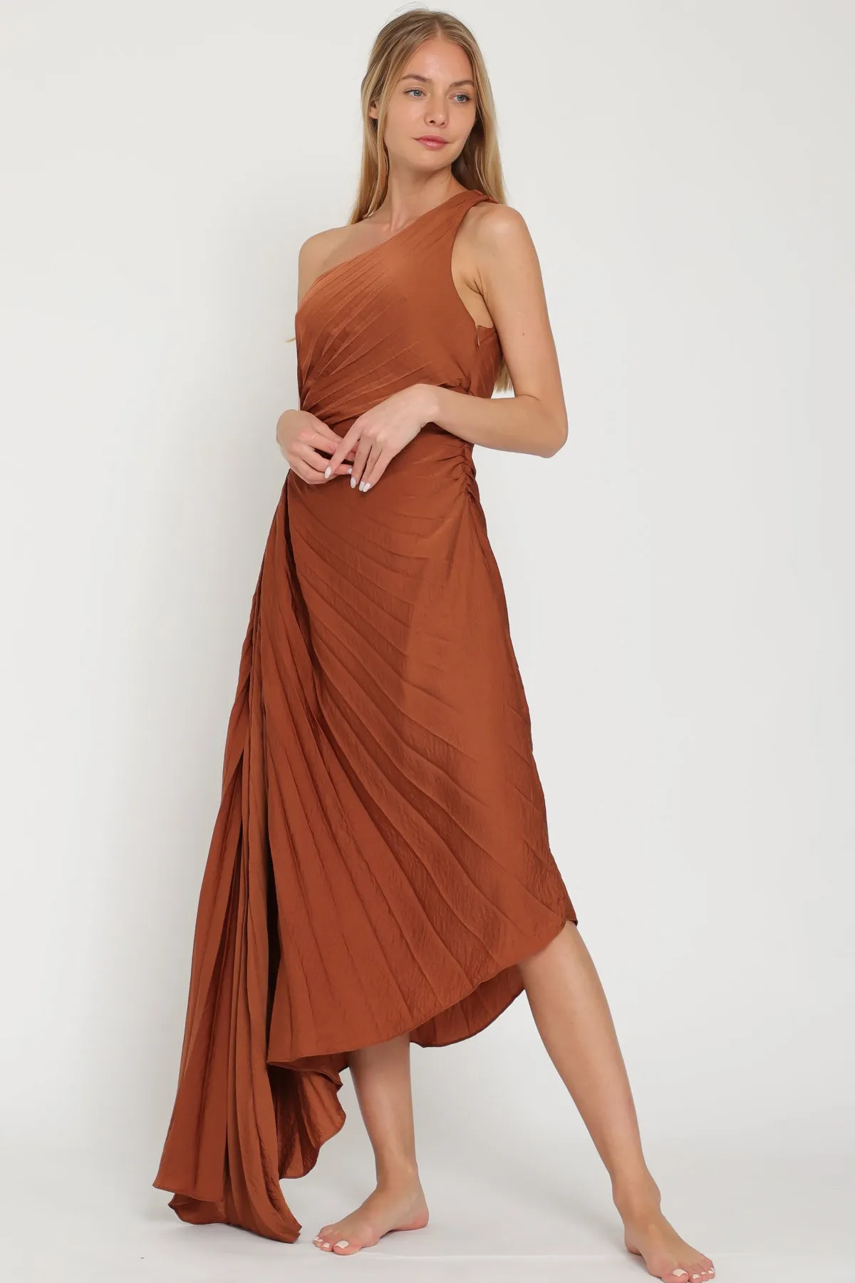 One Shoulder Cut Out Midi Dress