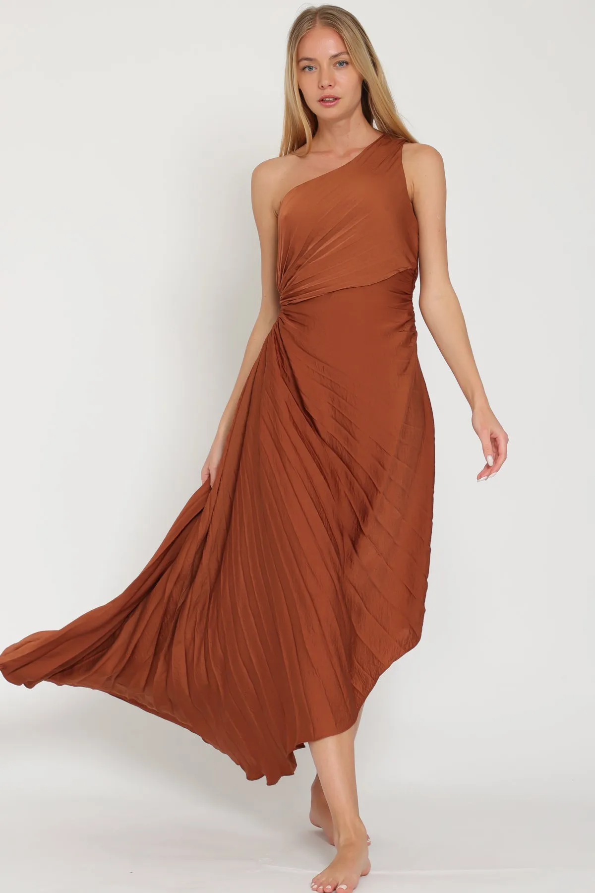 One Shoulder Cut Out Midi Dress