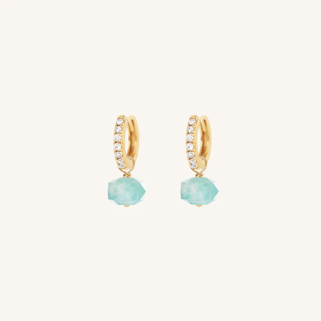 Opulent Amazonite Crystal Hoops - Stone of Courage