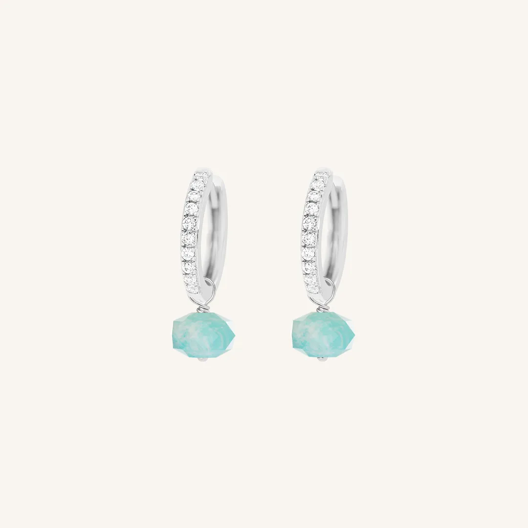 Opulent Amazonite Crystal Hoops - Stone of Courage