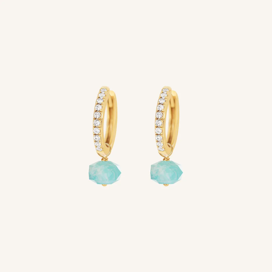 Opulent Amazonite Crystal Hoops - Stone of Courage