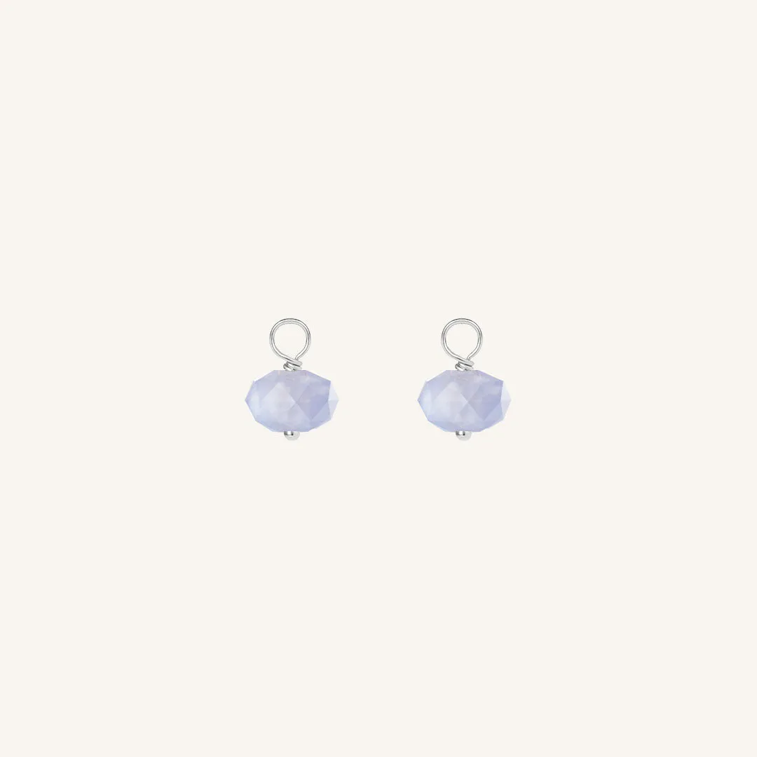 Opulent Blue Lace Agate Hoop Charm - Stone of Expression (Set of 2)