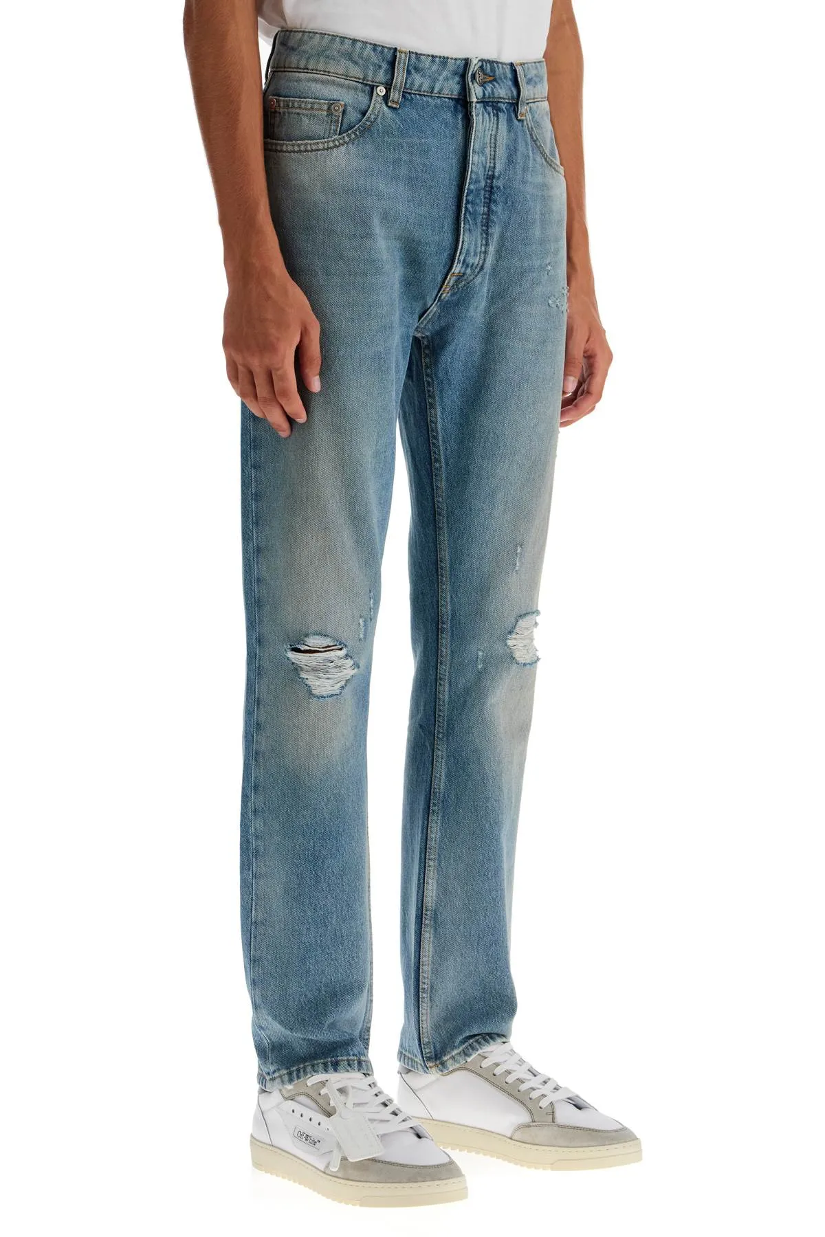 PALM ANGELS straight leg monogram print jeans