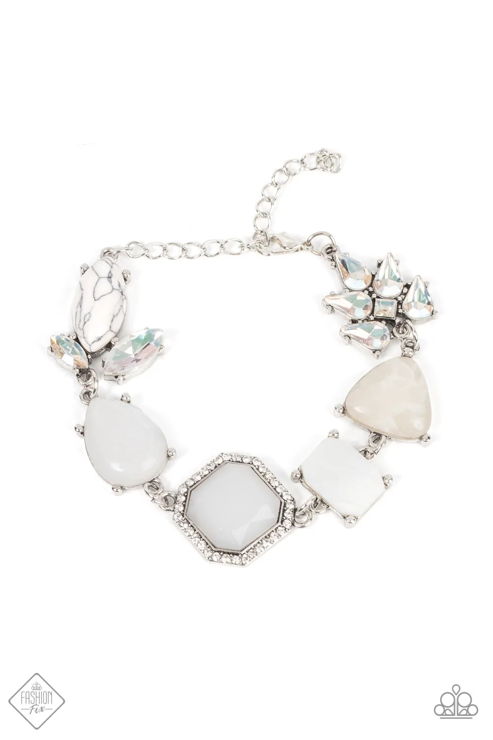 Paparazzi Eco Enchantment Necklace White, Ethereal Effervescence Earrings White & Ethereal Effervescence Bracelet White