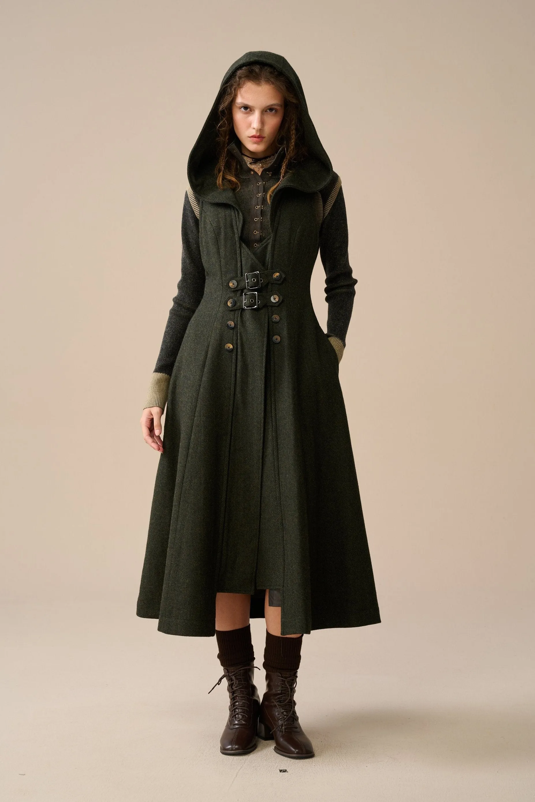 Patricia 21| hooded corset wool dress