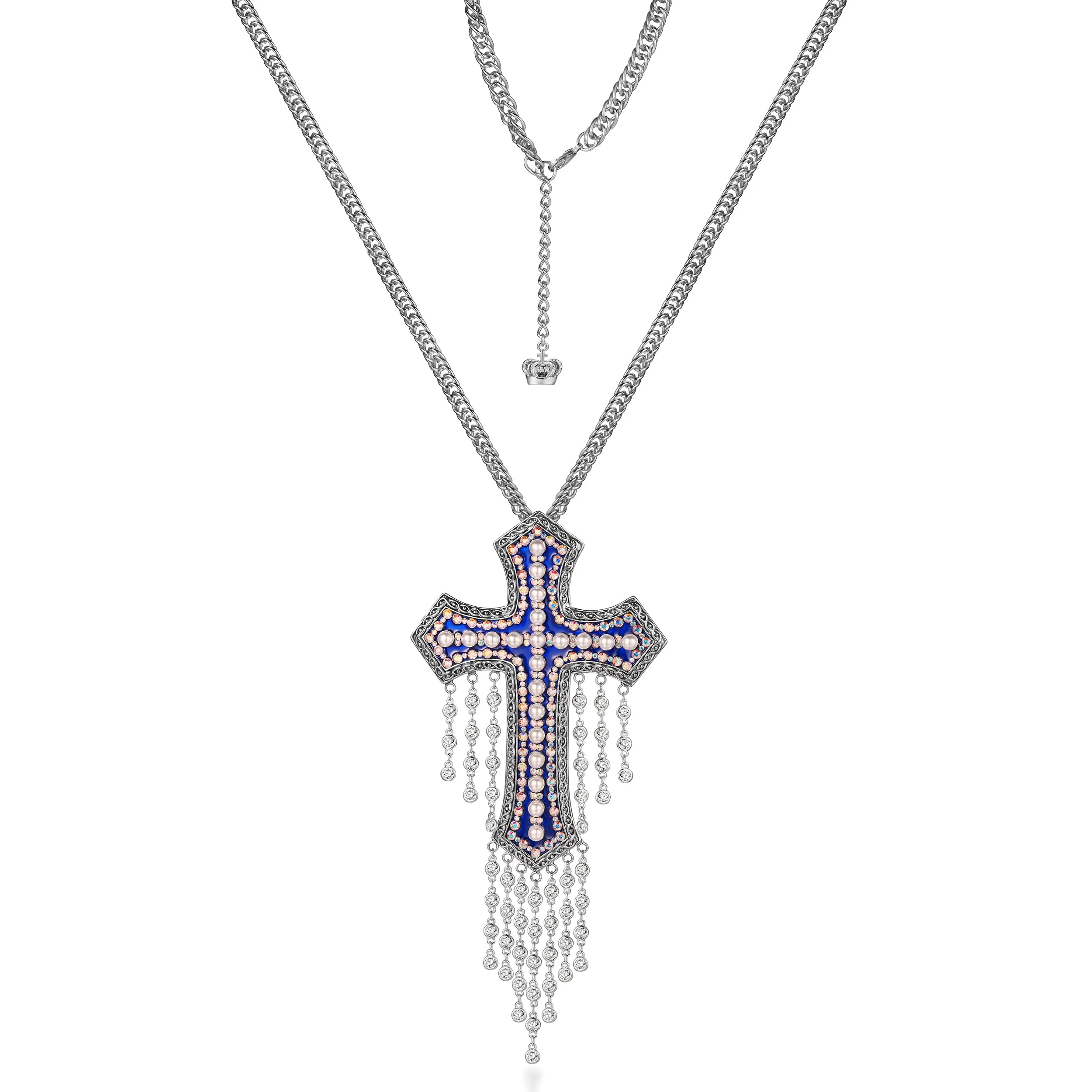 Pearl Cross and Tassel Necklace