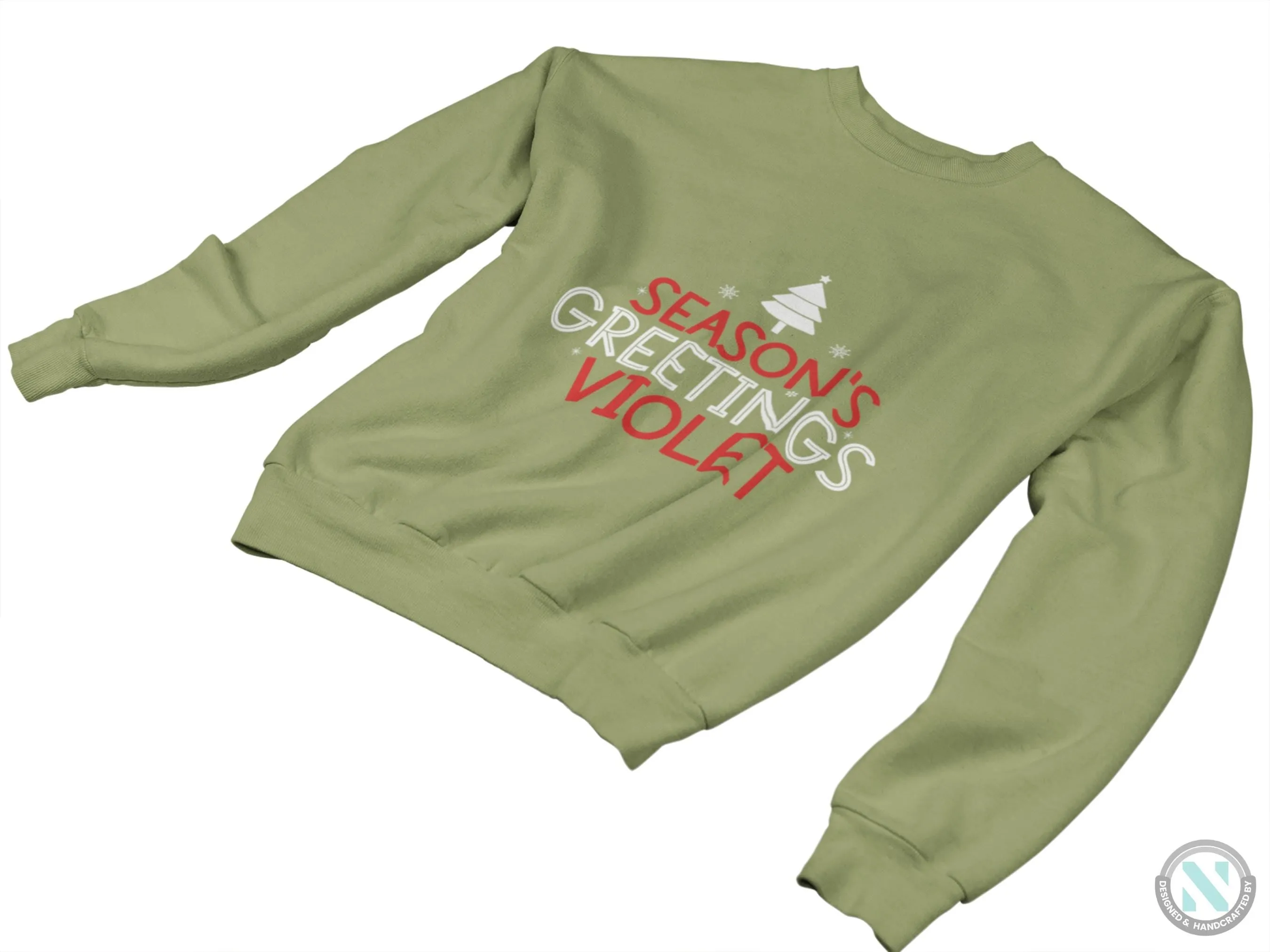 Personalized Name Season's Greetings Text Christmas Sweatshirt for Toddler Girls