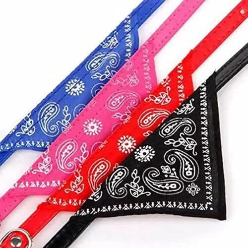 PetGains PGSA Triangle Bandana Scarf Pet Collar with Adjustable PU Leather Neckerchief (XL) -Black