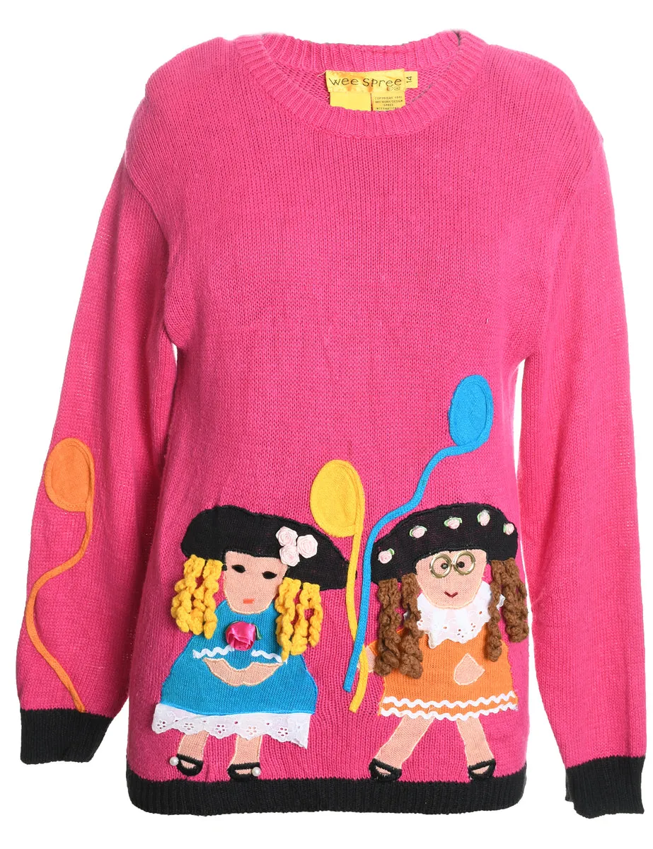 Pink Christmas Jumper - L