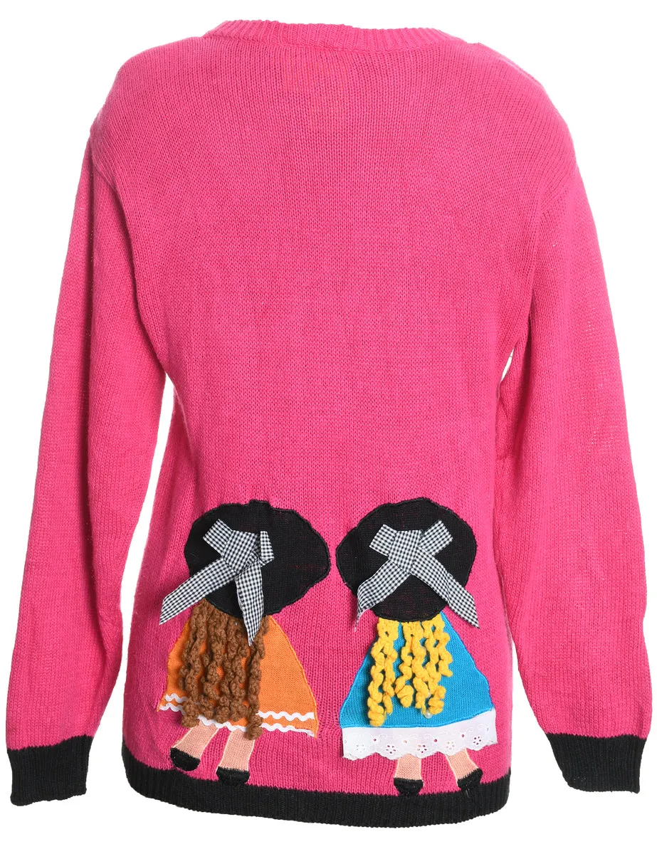 Pink Christmas Jumper - L