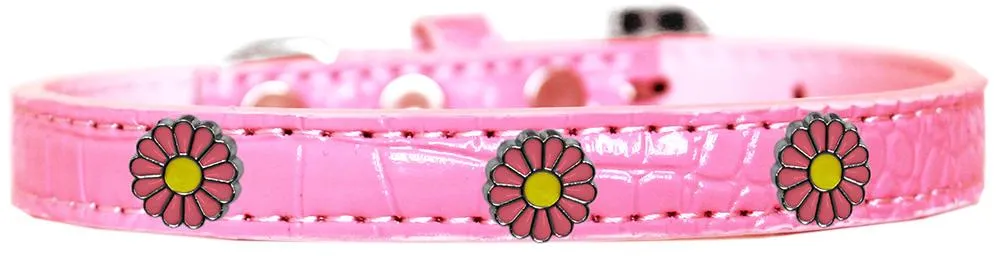 Pink Daisy Widget Croc Dog Collar Light Pink Size 10