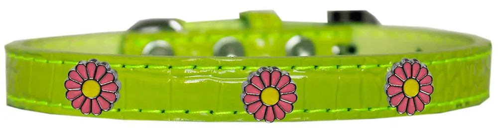 Pink Daisy Widget Croc Dog Collar Lime Green Size 12