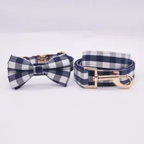 Plaid Designer Dog Collar And Leash Set | Personalized