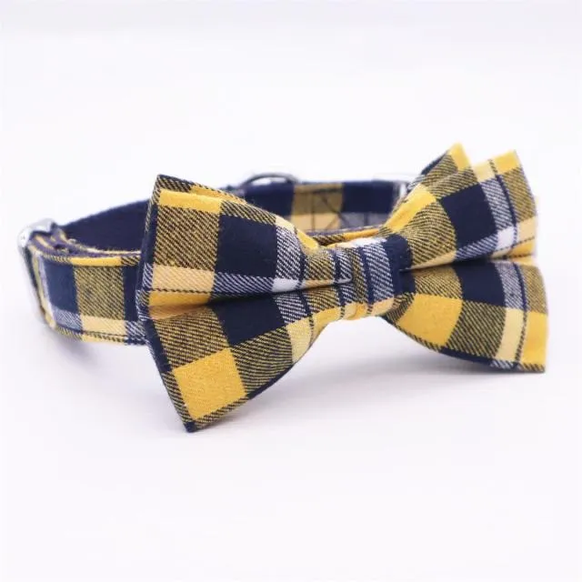 Plaid Designer Dog Collar And Leash Set | Personalized