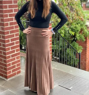 Pleated Knit Maxi Skirt