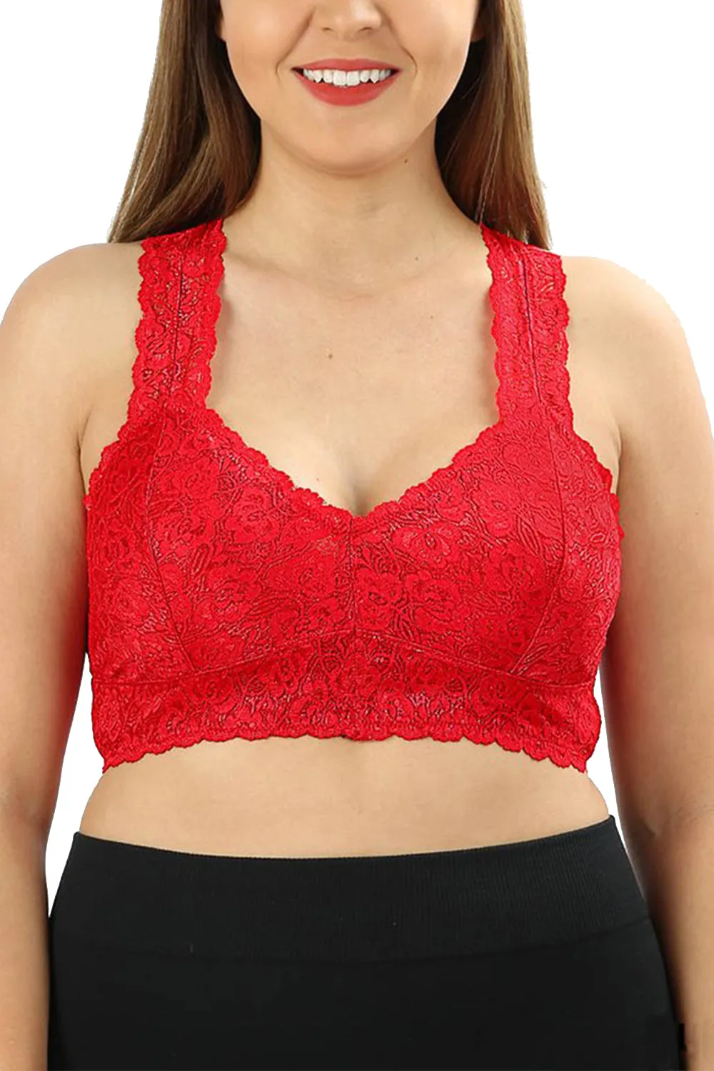 Plus Racer Back Lace Bralette Top