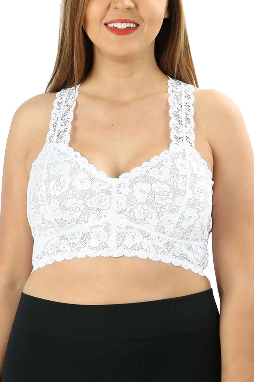 Plus Racer Back Lace Bralette Top