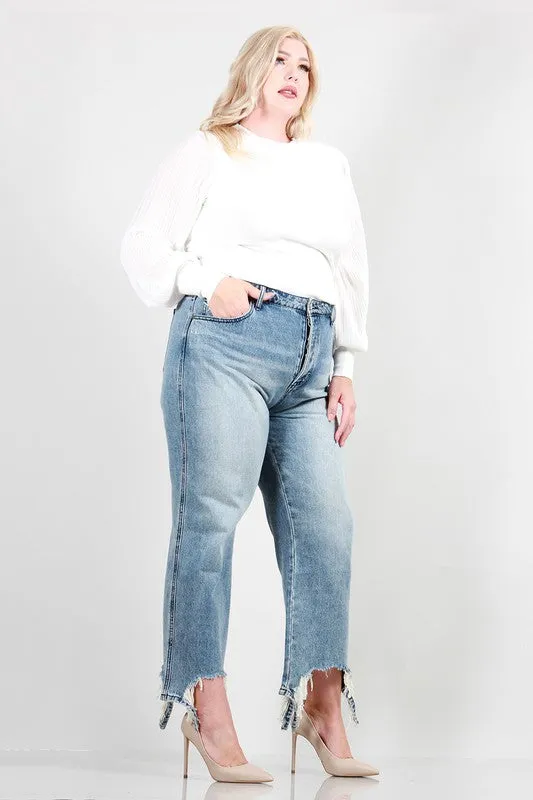 PLUS SIZE DISTRESSED DAD JEANS