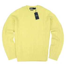 Polo Ralph Lauren - Pale Yellow Cable-Knit Cashmere Jumper M